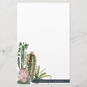 PAPELARIA COR DE ÁGUA DA FOLHA DE CACTI DE DESERTO FLORAL D