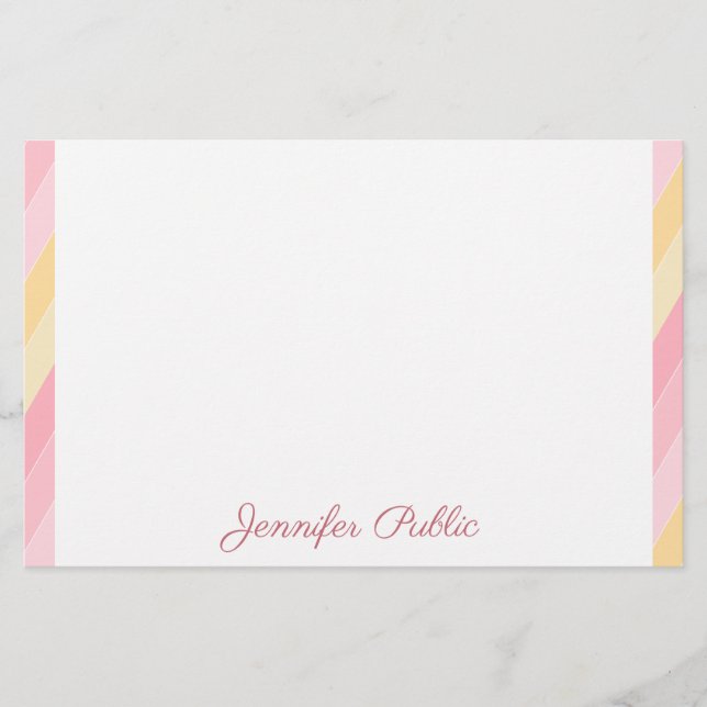 Papelaria Cor-de-rosa Amarelo Branco Nome Texto Modelo (Frente)