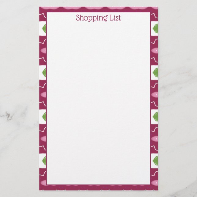 Papelaria Cor de rosa com ameixa moderna e verde (Frente)