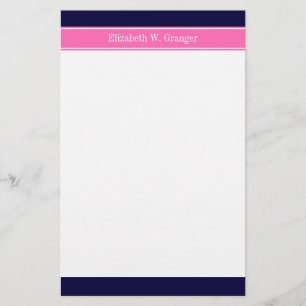 Papelaria Cor-de-rosa-quente azul-Marinho sólido nº 2 Monogr