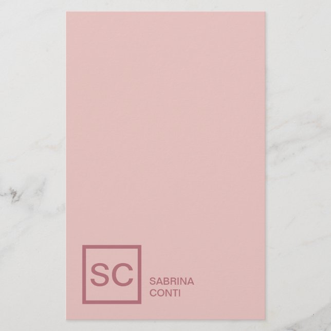 Papelaria Cor rosa dourado nome monograma profissional femin (Frente)