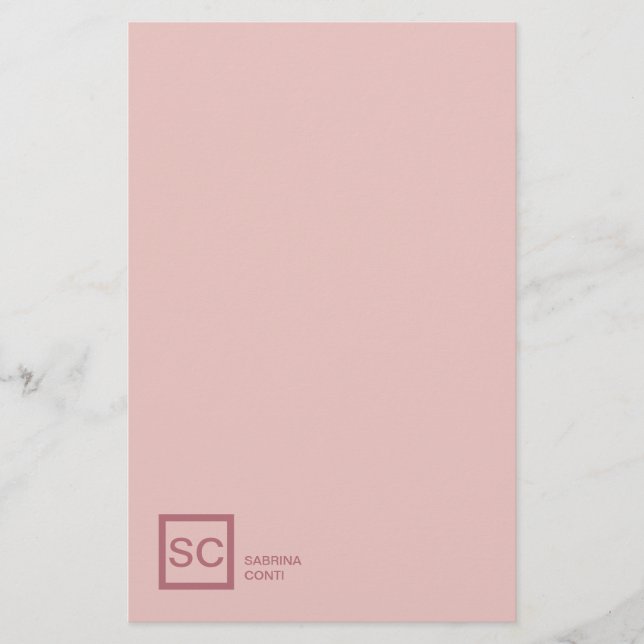 Papelaria Cor rosa dourado nome monograma profissional femin (Frente)