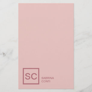 Papelaria Cor rosa profissional nome monograma feminino
