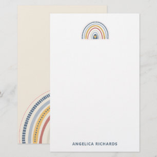 Papelaria Coração Arco-Íris Boho Neutro Suave