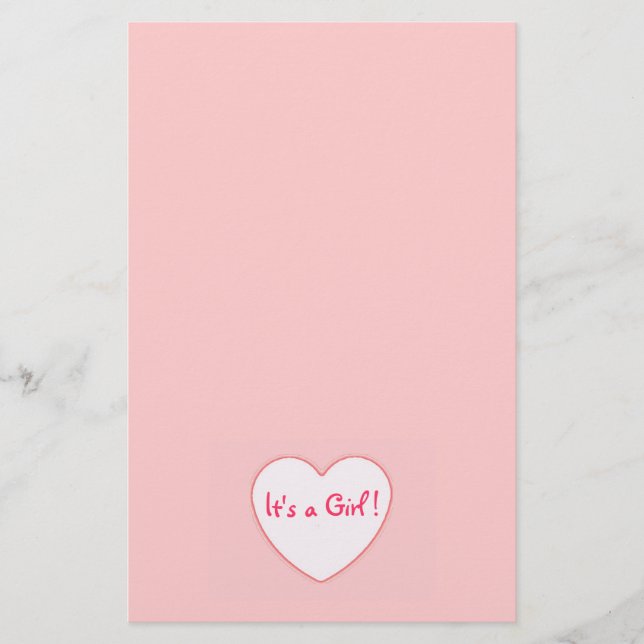 Papelaria Coração cor-de-rosa é uma menina (Frente)