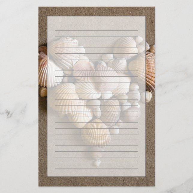 Papelaria Coração de Namorados feito com conchas (Frente)
