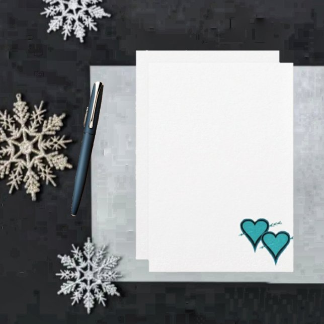 Papelaria Coração e Seta Turquesa (Write loving letters with this Turquoise Heart & Arrow Stationery!)