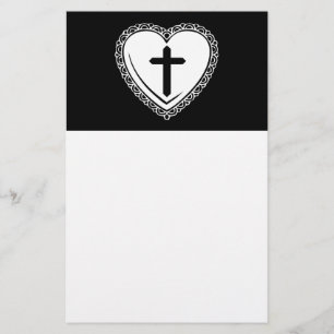 Papelaria Coração Gótico & Cruz (Preto & Branco)