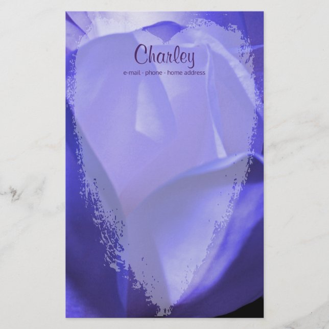 Papelaria Coração na flor azul de magnólia - personalizado (Frente)