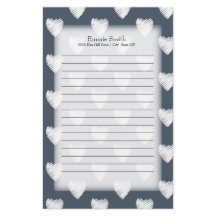 Corações Brancos Personalizados em Azul Marinho