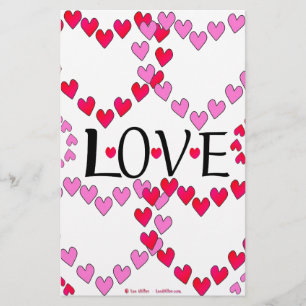 Papelaria Corações Pequenos Rosa Vermelho AMOR