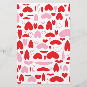 Papelaria Corações Vermelho E Rosa