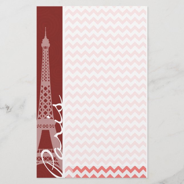 Papelaria Coral Chevron Pattern; Paris (Frente)