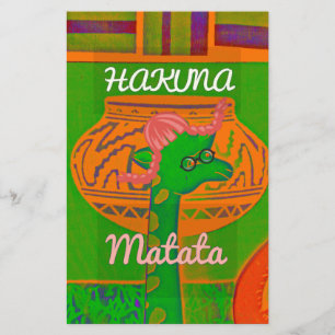 Papelaria Cores de Girafa Verde Rasta Vermelha Ouro Vermelha