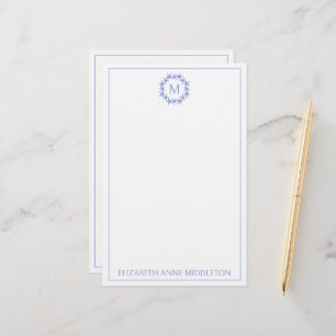 Papelaria Coroa de Estrela-do-Mar Azul e Branco com Monogram