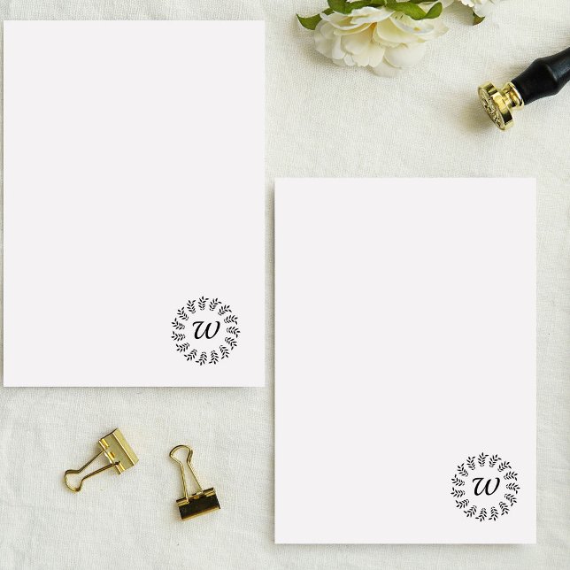 Papelaria Coroa de louro preta monogramada (Criador carregado)