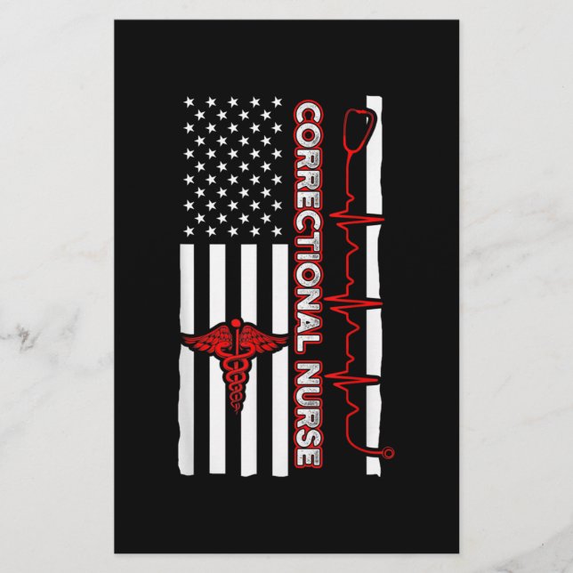 Papelaria Correctional Nurse USA Flag Nursing RN (Frente)