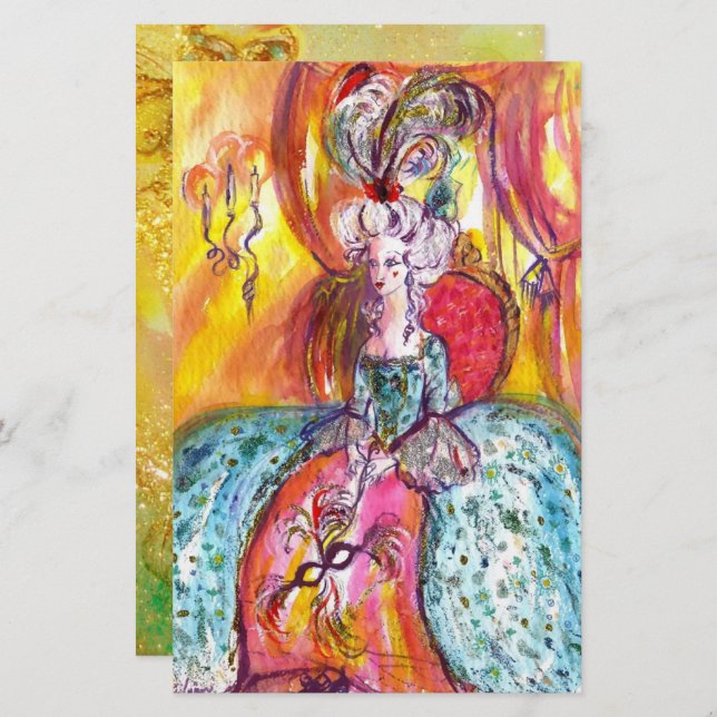 Papelaria Correspondência COLOMBINA/Máscaras de Mascarada Ve (Frente/Verso)