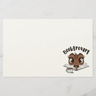Papelaria Coruja-boquiaberta com livro e café