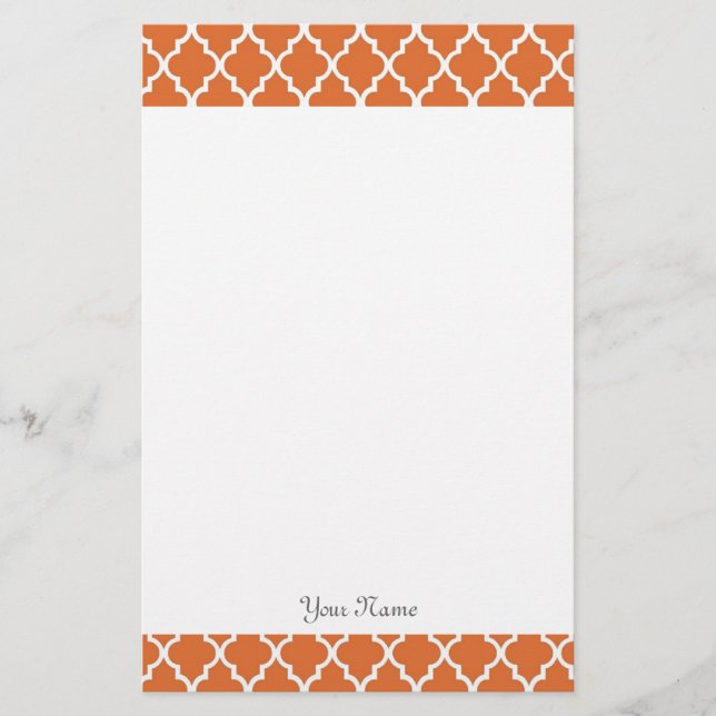 Papelaria Costume elegante de quatrefoil laranja moderno (Frente)