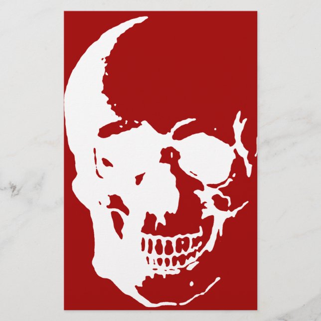 Papelaria Crânio - Arte de Fantasia de Metal Vermelho e Bran (Frente)