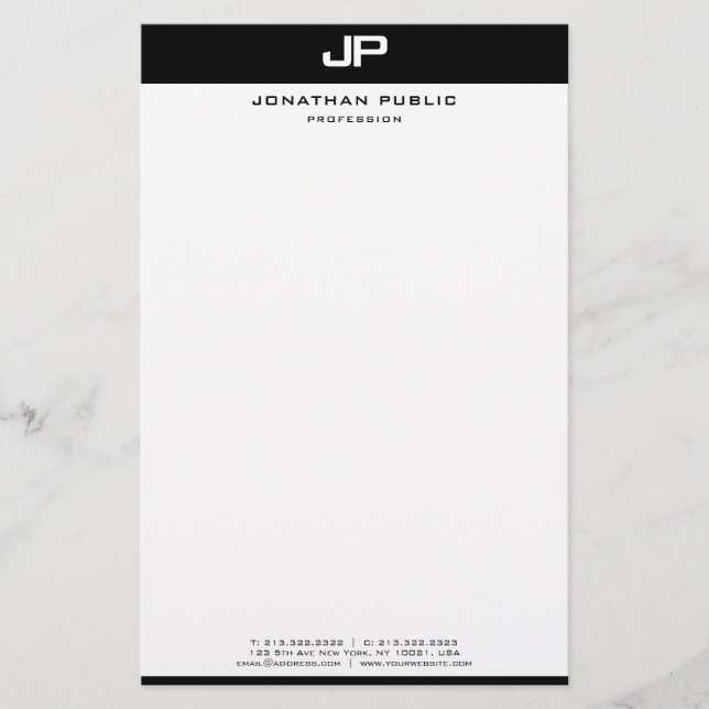 Papelaria Creative Black White Modelo Modern Minimalist (Frente)