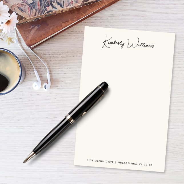 Papelaria Creme de Script de Assinatura Monograma Minimalist (Criador carregado)