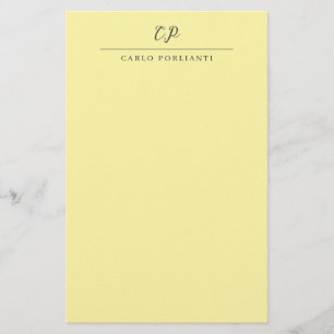 Papelaria Creme Monograma Caligrafia Nome Simples Moderno
