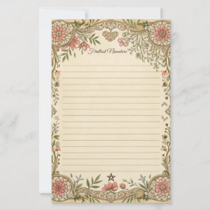 Papelaria Crie Seu Próprio Papel de Carta Boho Coral Floral