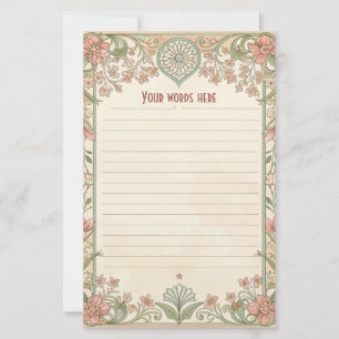 Papelaria Crie Seu Próprio Papel de Carta Floral Coral Art D