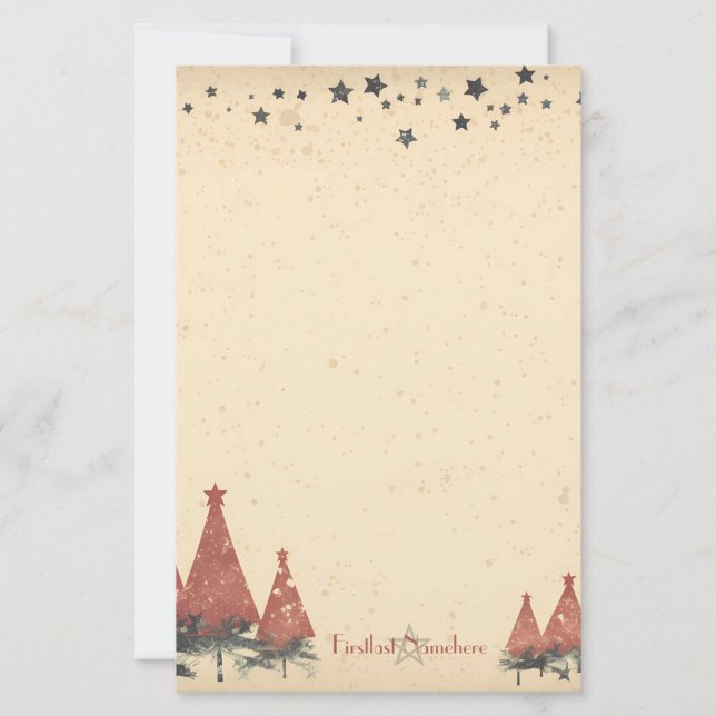 Papelaria Crie Seu Próprio Yule Celestial Cinza Vermelho Ret (Frente)