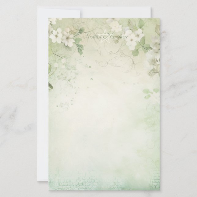 Papelaria Crie Sua Própria Vinha de Flores Brancas Shabby Ch (Frente)