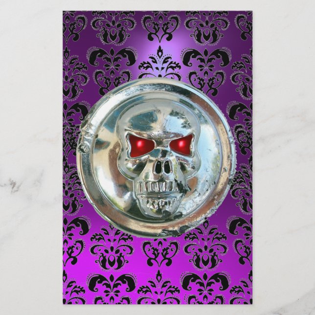 Papelaria CROMA SKULL DAMASK Ametista Roxo (Frente)