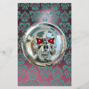 Papelaria CROMA SKULL DAMASK Azul Rosa Púrpura Ametista