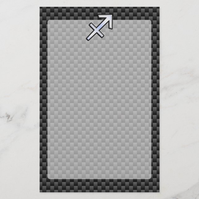 Papelaria Cromo Como Sagitário Sinal Impressão de Fibra Carb (Frente)