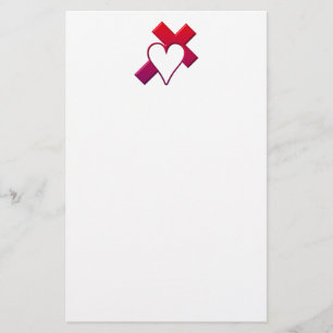 Papelaria Cruz e coração #1 (vermelho 3-D/roxo)