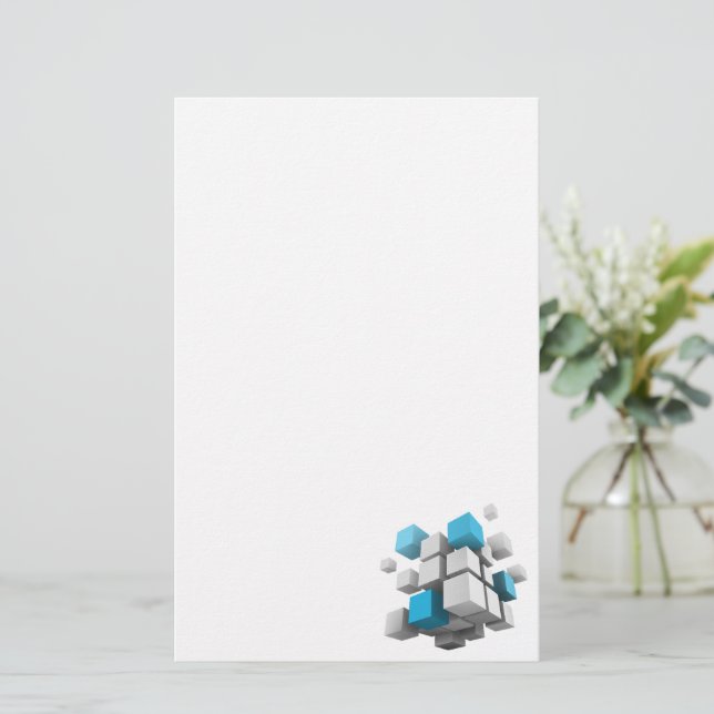 Papelaria Cubos 3D de SlipperyJoe caindo arranjos cativantes (Em pé/Frente)