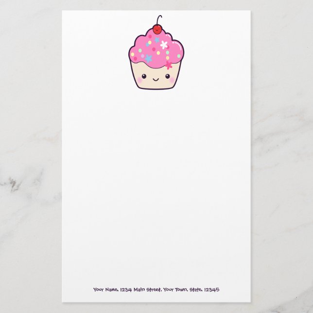 Papelaria Cupcake cor-de-rosa bonito (Frente)