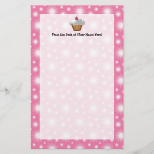 Papelaria Cupcake de corte com cereja rosa no topo