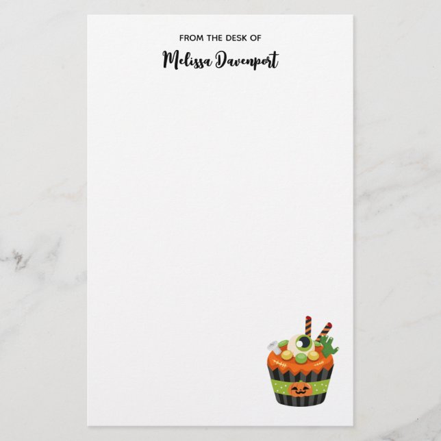 Papelaria Cupcake de Halloween bonito e assustador com uma b (Frente)