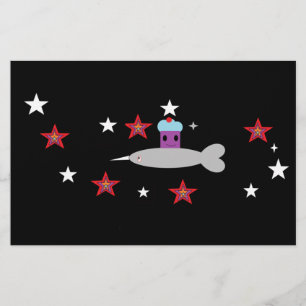 Papelaria Cupcake espacial e Sr. Narwhal