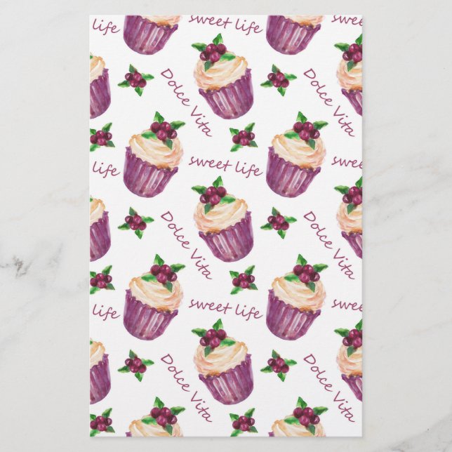 Papelaria Cupcakes de aquarela (Frente)