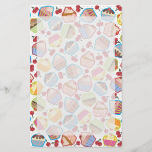 Papelaria Cupcakes de Lotsa em Papel de Carta de Cerejas