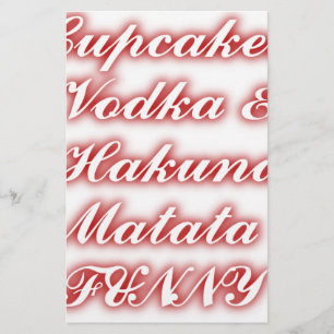 Papelaria Cupcakes vermelhos Vodka Hakuna Matata FUNNY.