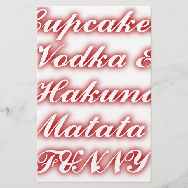 Papelaria Cupcakes vermelhos Vodka Hakuna Matata FUNNY. (Frente)