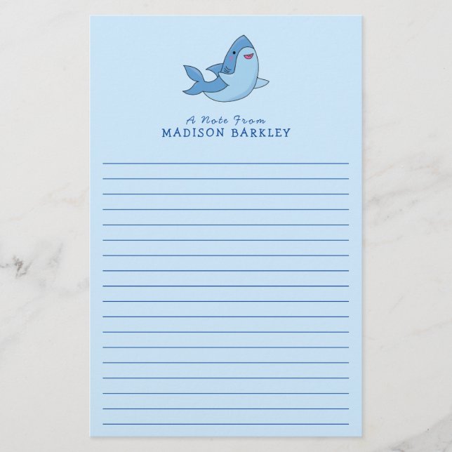 Papelaria Cute Kawaii de Shark Kid (Frente)