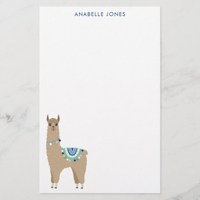 Papelaria Cute Llama Personalizado (Frente)
