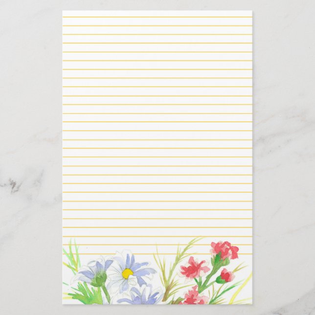 Papelaria Daisy Stationery - Letra Escrevendo Flores de Aqua (Frente)