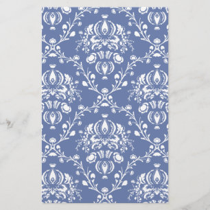 Papelaria Damasco Azul e Branco