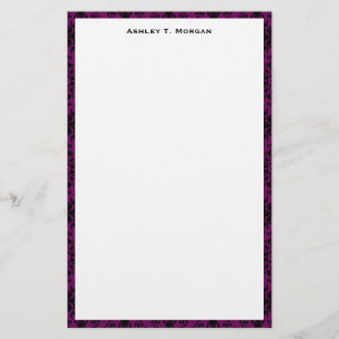 Papelaria Damasco Preto / Roxo com estrutura personalizada